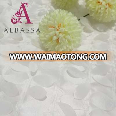 polyester 3D satin rosette embroidered textile wedding event table cloth carpet leaves taffeta fabric